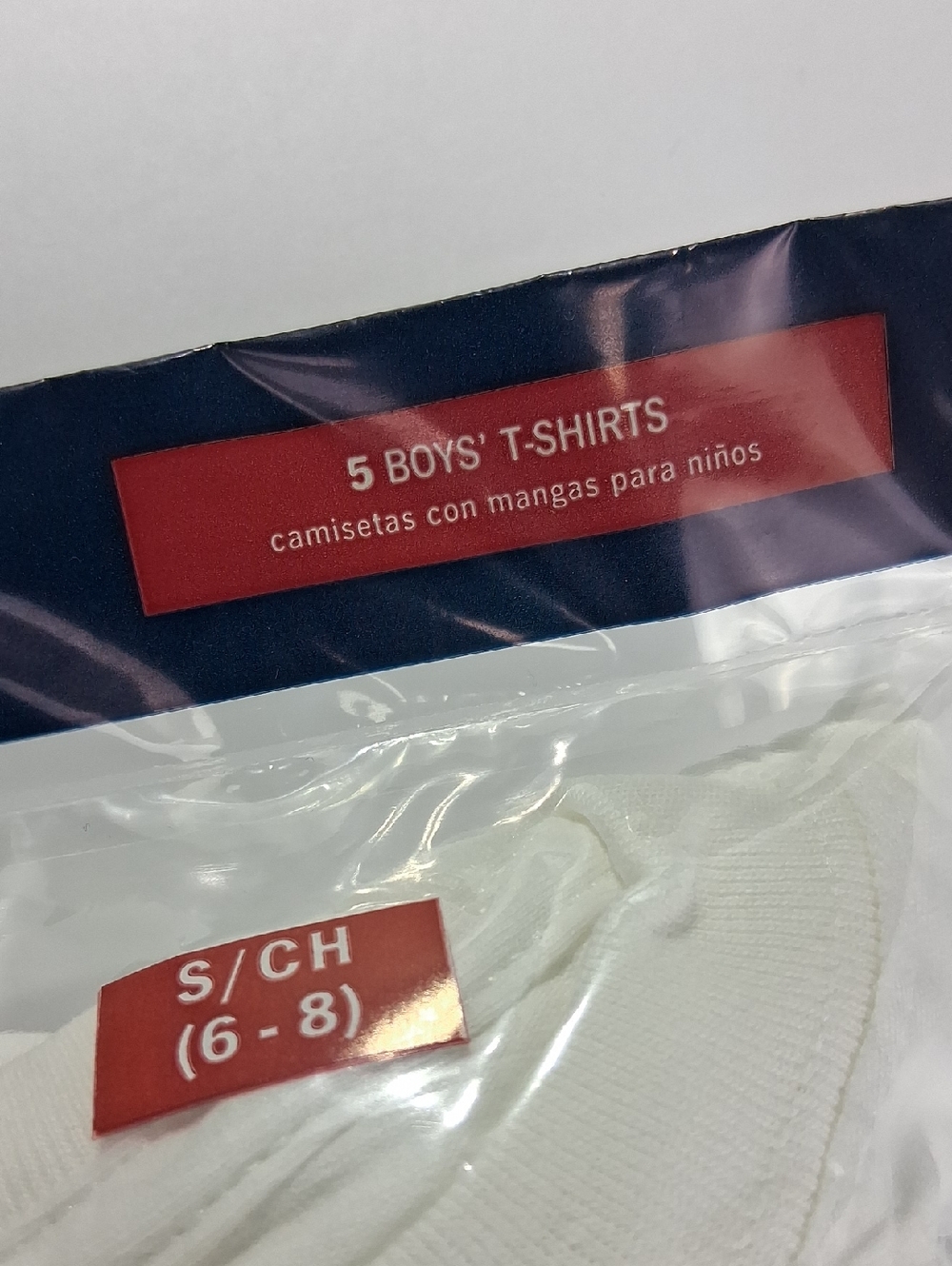 Boys New 5-pack Faded Glory T-shirts Size Small (6/8) White Short Sleeve Crew - Picture 2 of 11